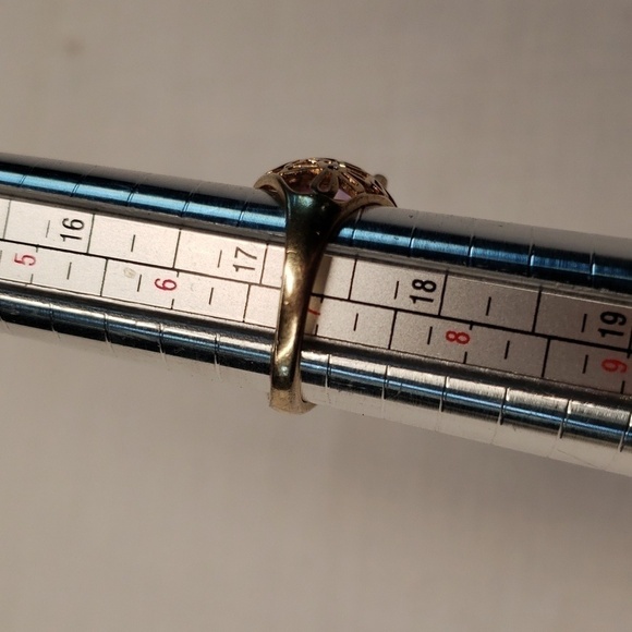 3 ct cushion cut amethyst set in sterling gold overlay with genuine diamonds 7 - Picture 9 of 11